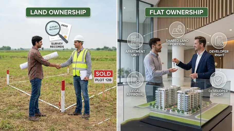 Difference between land and apartment ownership