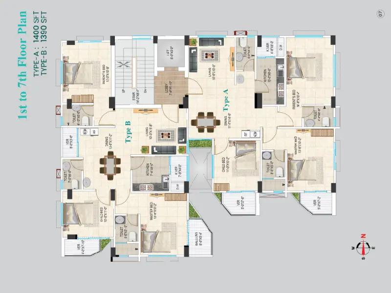 Assure Aster 1st-7th Floor Plan Type A & B