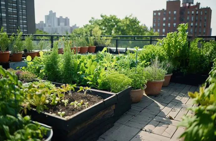 Rooftop gardens in apartments